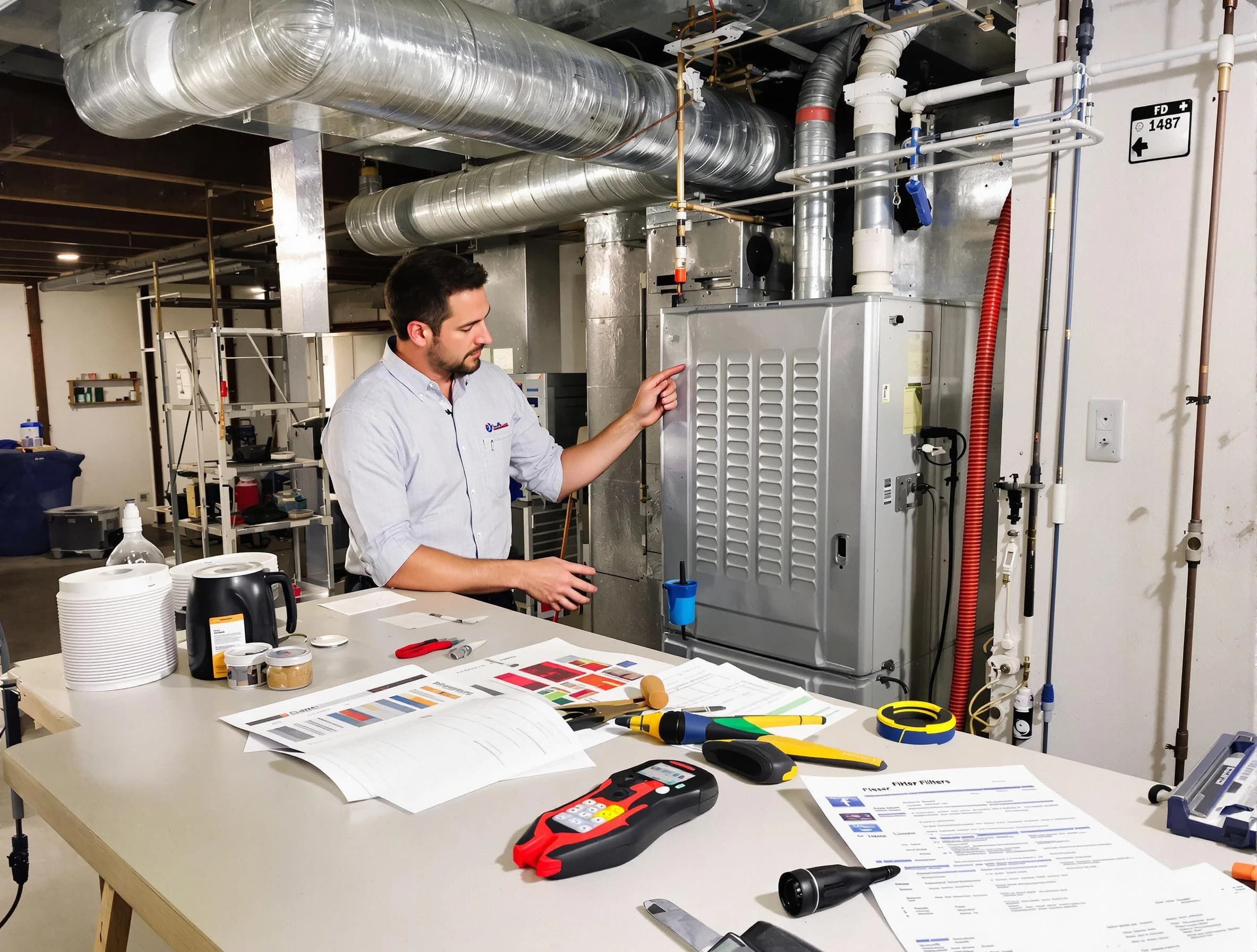 Adamsville Air Duct Cleaning inspector conducting detailed filter system evaluation using professional diagnostic tools in Adamsville