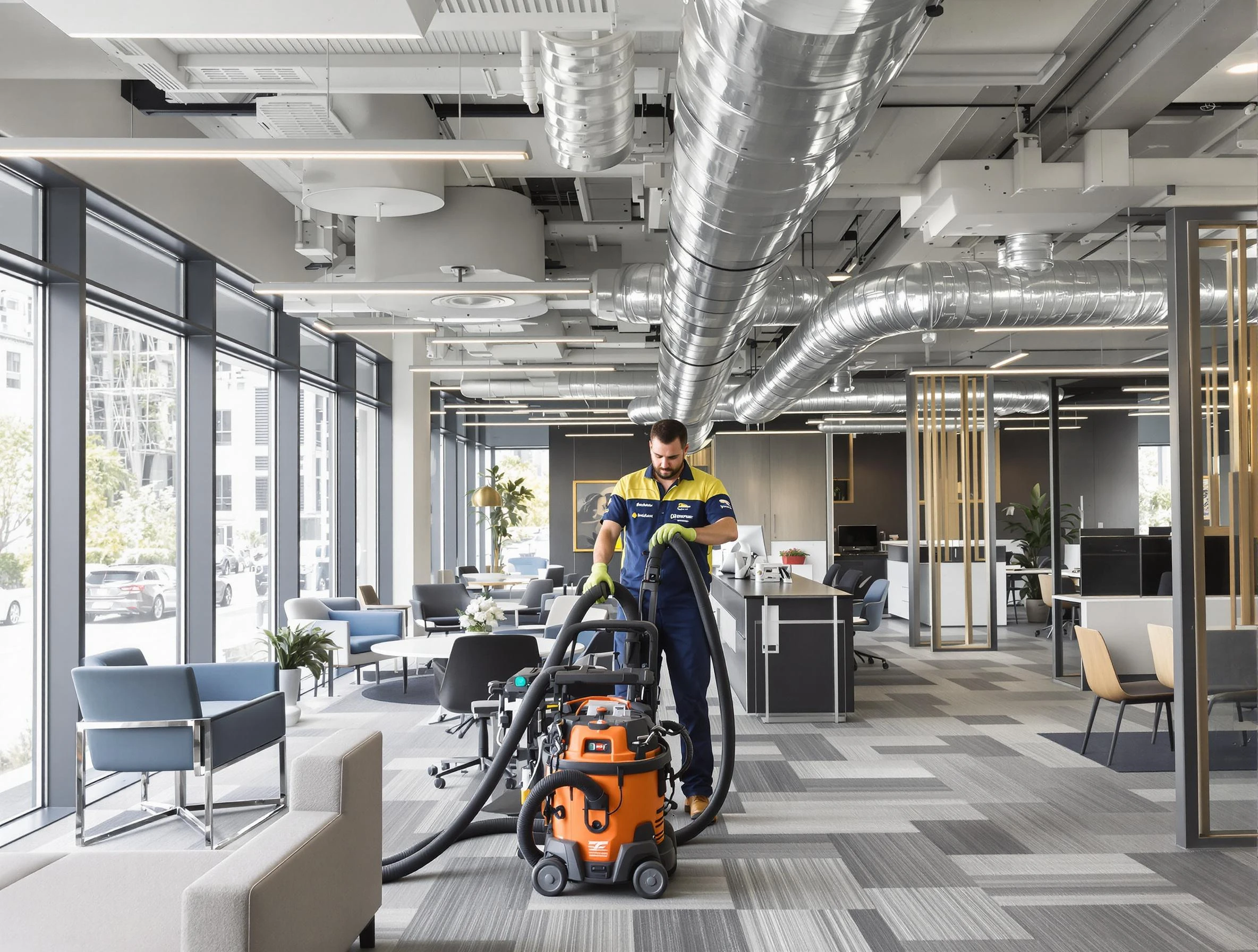 Adamsville Air Duct Cleaning team performing thorough commercial duct cleaning at a Adamsville business center